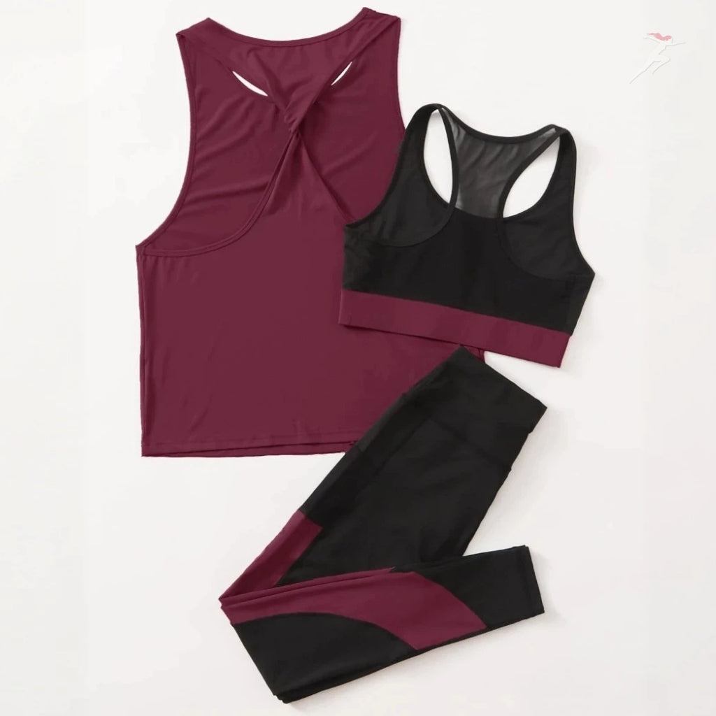 BellaBody, Conjunto Feminino Esportivo 3 peças Princess, conjunto feminino para academia, conjunto top e legging, roupa para treinar, conjunto de treino, conjunto esportivo confortável, legging + top, top feminino, top de treinar, top de academia, conjunto feminino para corrida, conjunto para corrida de rua, roupa para corrida, roupa para diminuir o pace, bellabody, bellabody.com.br