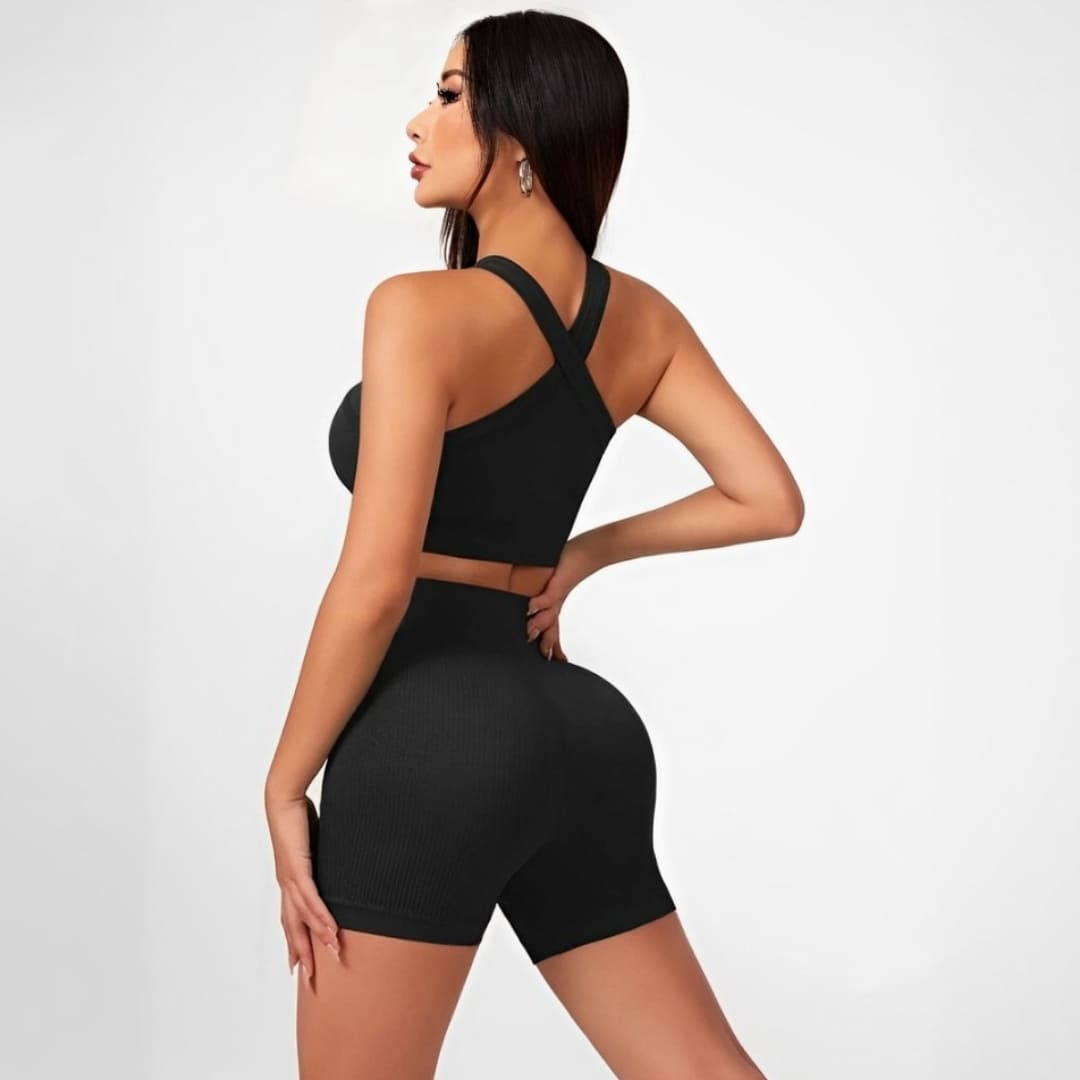 Conjunto Esportivo Top e Short Minor Fit, conjunto feminino para academia, conjunto top e short, roupa para treinar, conjunto de treino, conjunto esportivo confortável, short de academia, short + top, top feminino, top de treinar, top de academia