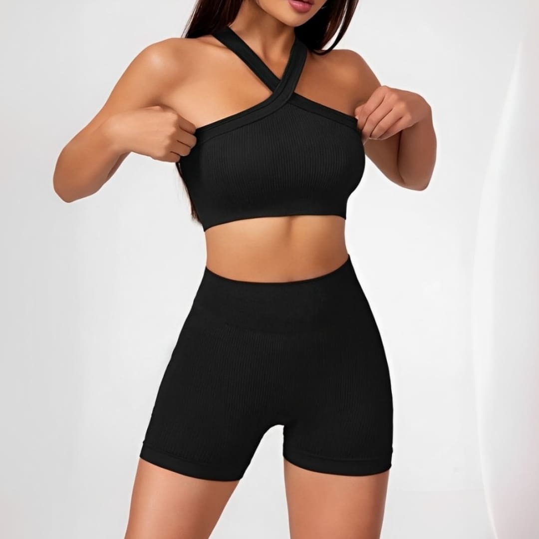 Conjunto Esportivo Top e Short Minor Fit, conjunto feminino para academia, conjunto top e short, roupa para treinar, conjunto de treino, conjunto esportivo confortável, short de academia, short + top, top feminino, top de treinar, top de academia