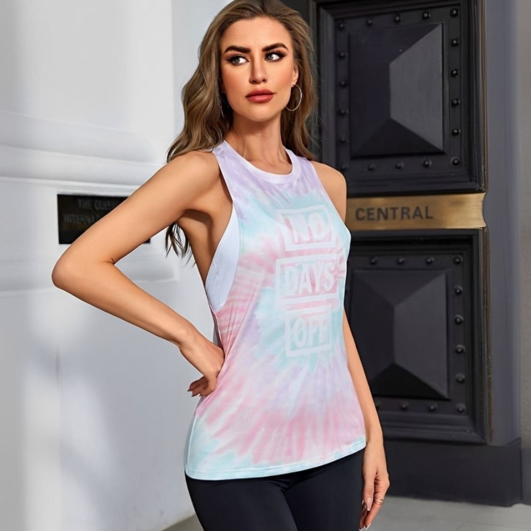 Regata Fitness Feminina Cavada No Days Off, regata fitness, regata esportiva, regata confort, regata de treino, camiseta regata feminina para academia, regata de tecido confortável, regata com costas nuas
