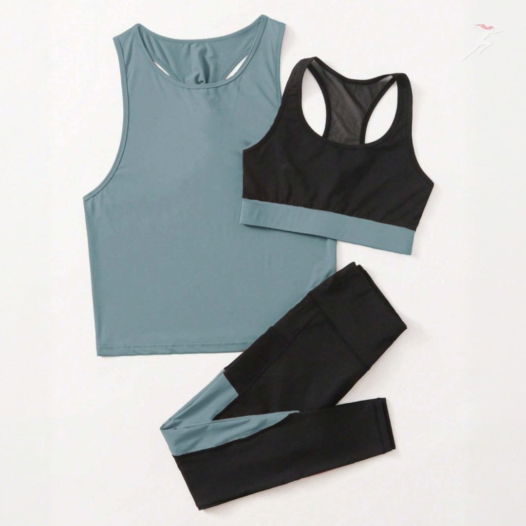 BellaBody, Conjunto Feminino Esportivo 3 peças Princess, conjunto feminino para academia, conjunto top e legging, roupa para treinar, conjunto de treino, conjunto esportivo confortável, legging + top, top feminino, top de treinar, top de academia, conjunto feminino para corrida, conjunto para corrida de rua, roupa para corrida, roupa para diminuir o pace, bellabody, bellabody.com.br
