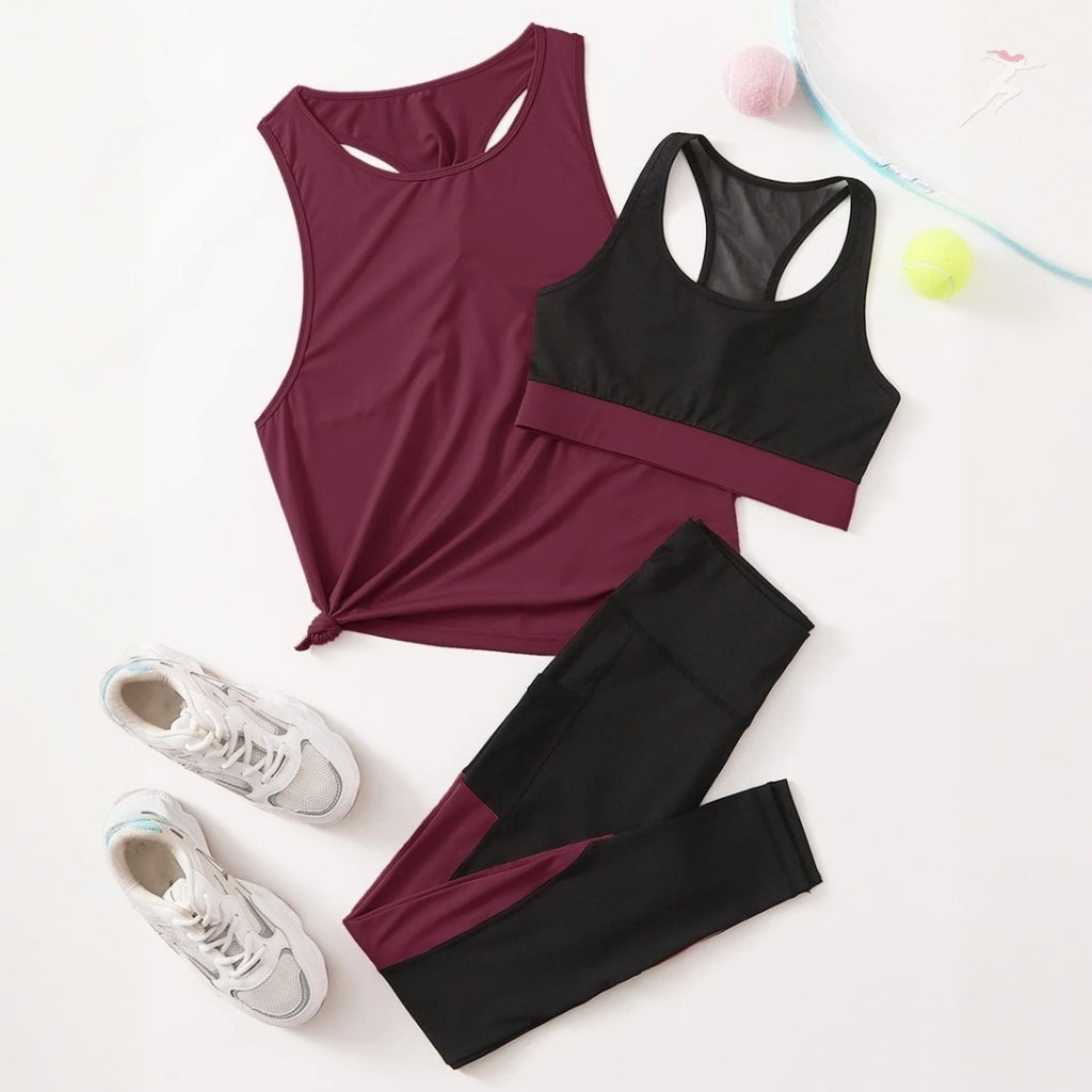 BellaBody, Conjunto Feminino Esportivo 3 peças Princess, conjunto feminino para academia, conjunto top e legging, roupa para treinar, conjunto de treino, conjunto esportivo confortável, legging + top, top feminino, top de treinar, top de academia, conjunto feminino para corrida, conjunto para corrida de rua, roupa para corrida, roupa para diminuir o pace, bellabody, bellabody.com.br