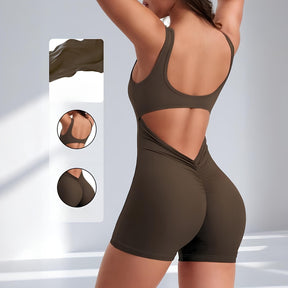 Macacão Sexy de Academia Com Costas Decotadas Em V Style