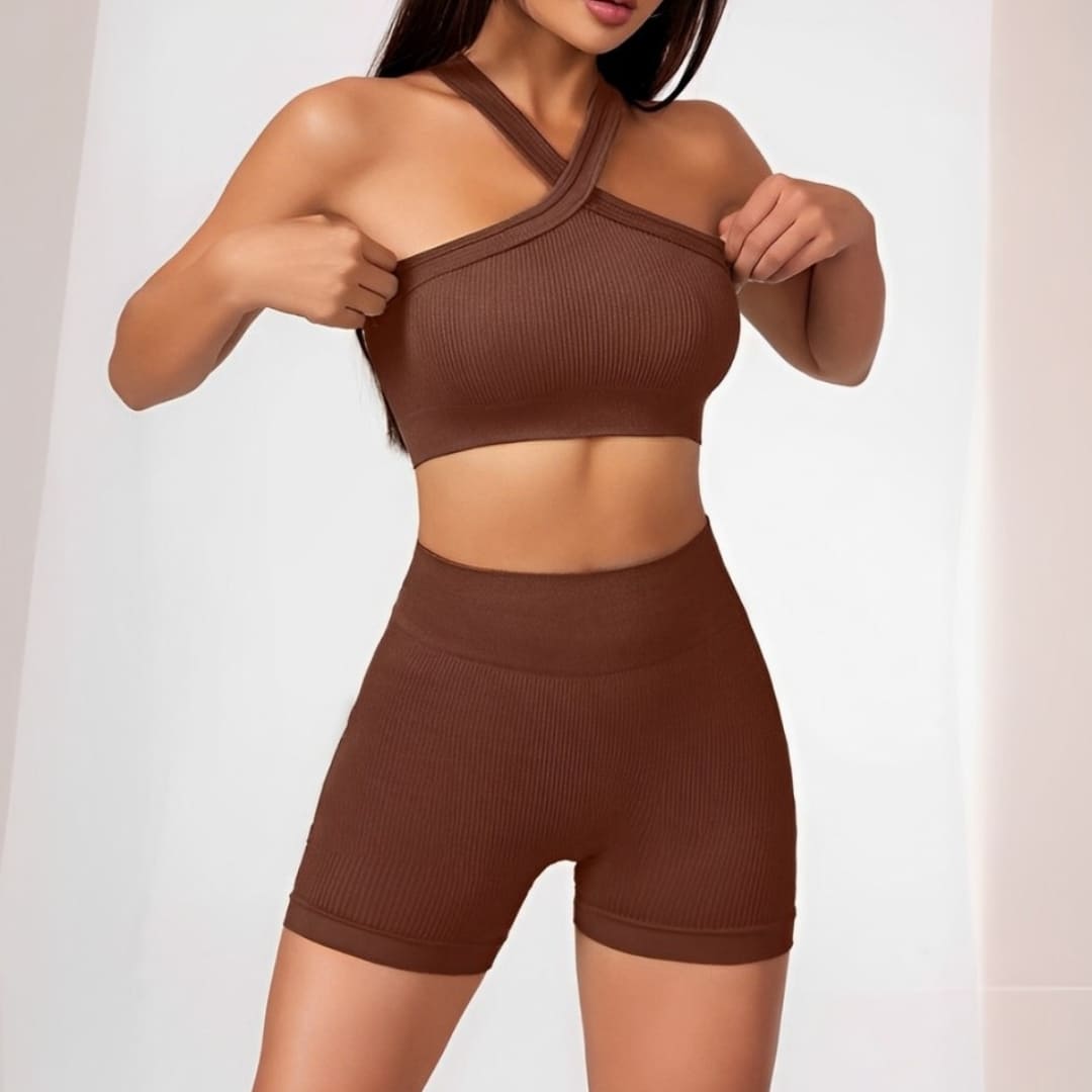 Conjunto Esportivo Top e Short Minor Fit, conjunto feminino para academia, conjunto top e short, roupa para treinar, conjunto de treino, conjunto esportivo confortável, short de academia, short + top, top feminino, top de treinar, top de academia