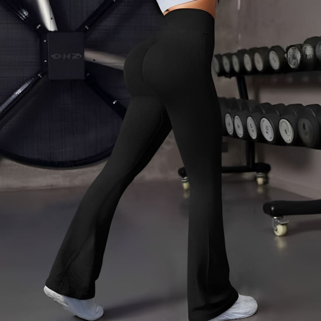 Calça Boca de Sino Esportiva High, Calça legging esportiva, calça de academia, calça de treinar, calça levanta bumbum, calça de alta elasticidade, calça confortável, calça boca de sino