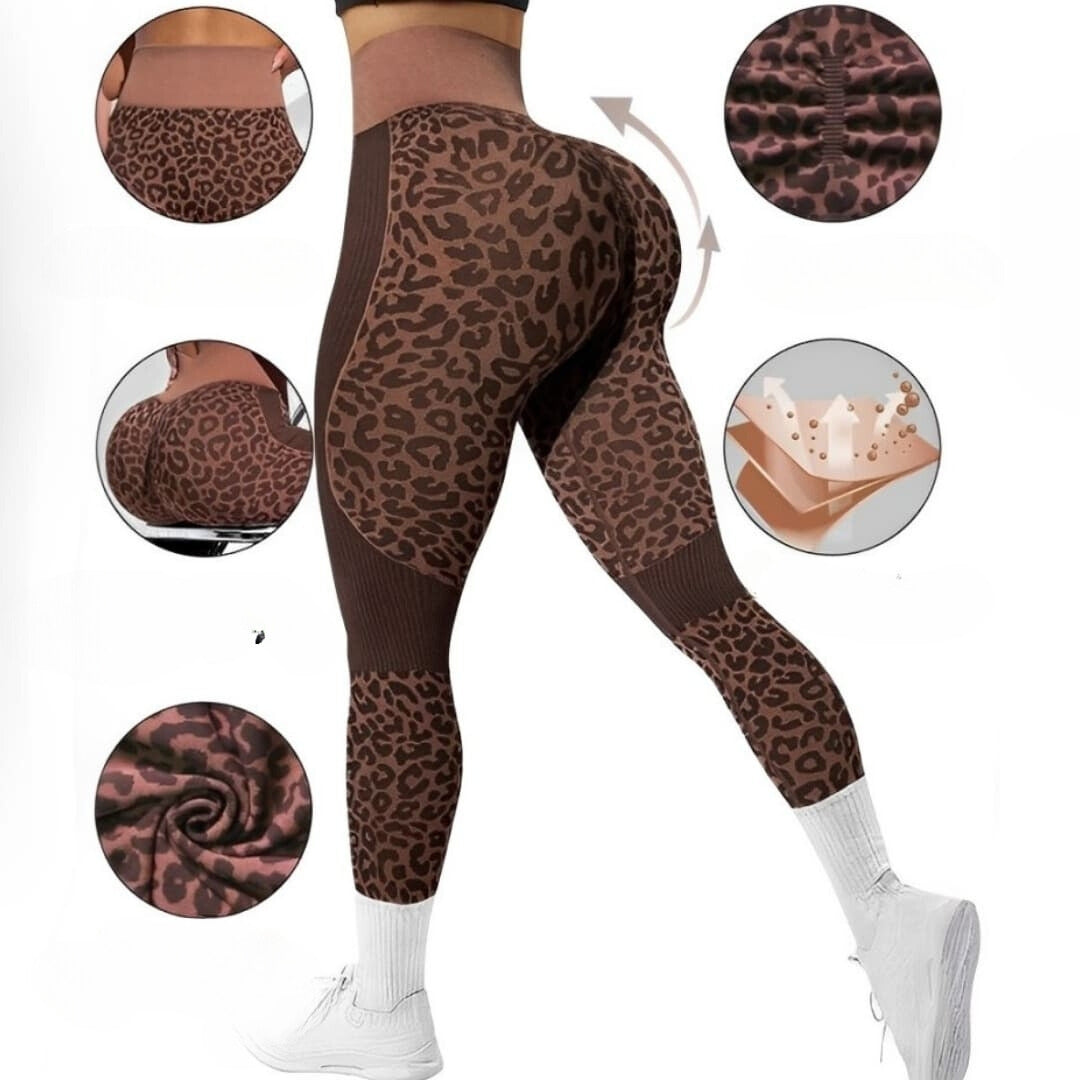 Calça Legging Esportiva Cintura Alta Leopard