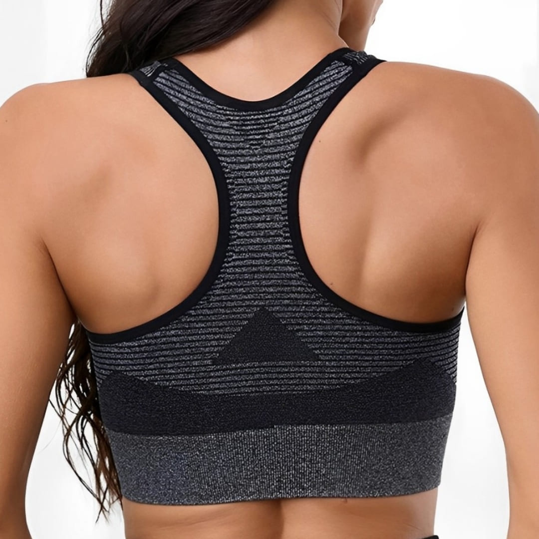 Top Esportivo Feminino Sem Costura Fit Care, top feminino, top de academia, top de treinar, top para corrida, top sem costura, top confortável, top de alta elasticidade, top para mulheres