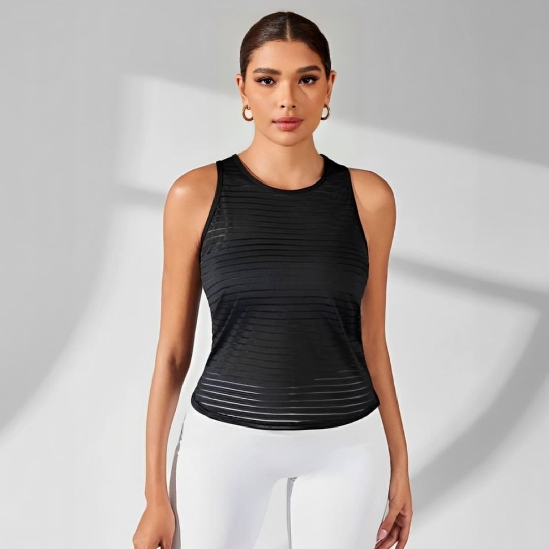 Regata Feminina Vazada Respirável Hills Sport, regata fitness, regata esportiva, regata confort, regata de treino, camiseta regata feminina para academia, regata de tecido confortável, regata com costas nuas
