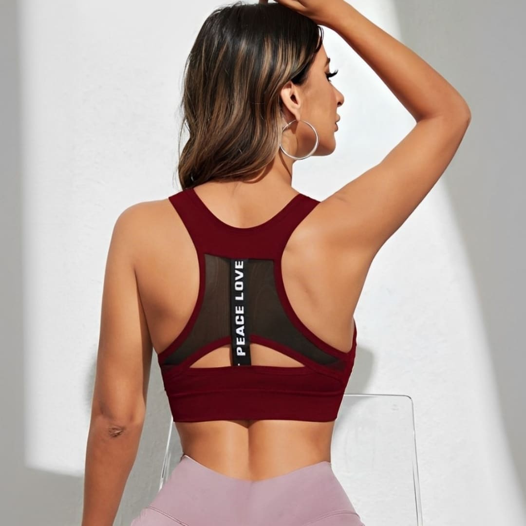 Top Feminino Fitness Peace Love, top feminino, top de academia, top de treinar, top para corrida, top sem costura, top confortável, top de alta elasticidade, top para mulheres